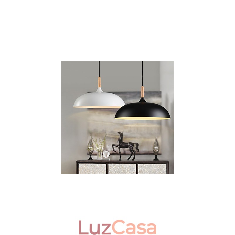 Luminária pendente retrô com pintura em madeira e metal, luminária pendente de café