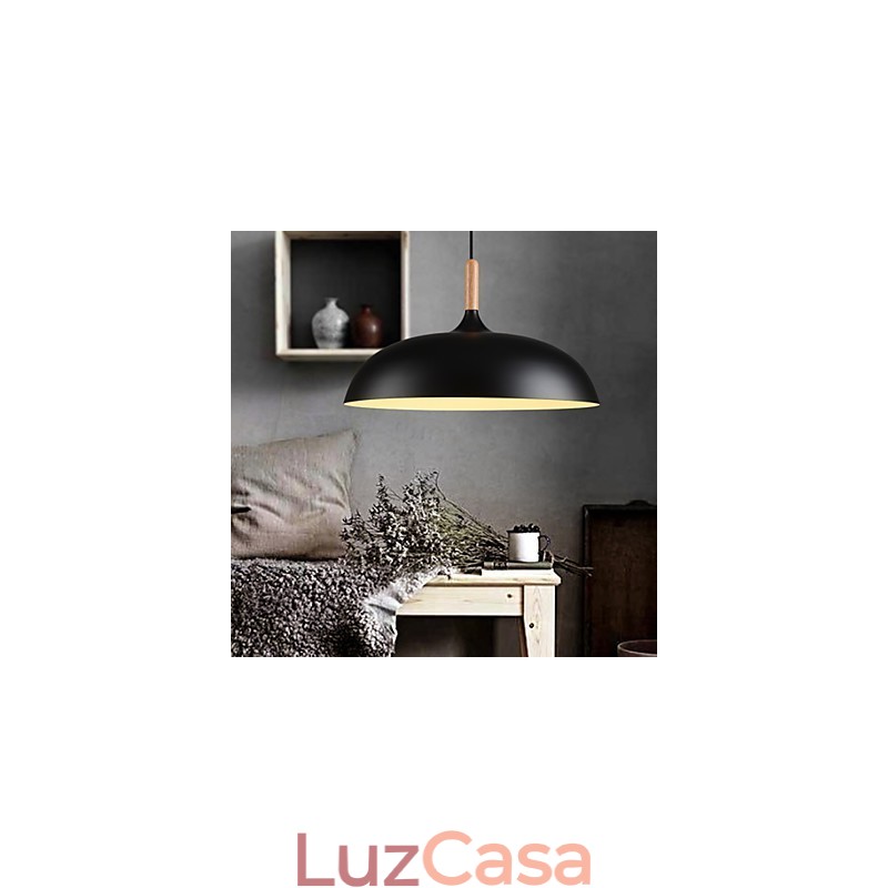 Luminária pendente retrô com pintura em madeira e metal, luminária pendente de café