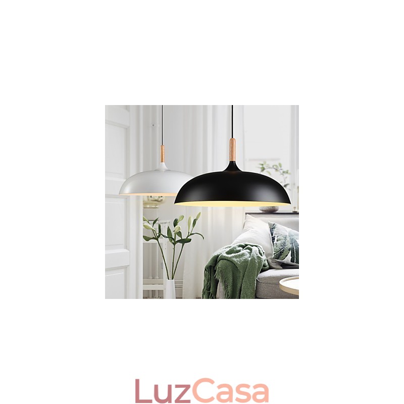Luminária pendente retrô com pintura em madeira e metal, luminária pendente de café