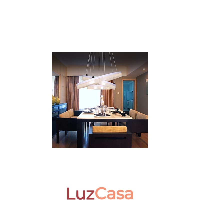 Luminária pendente de cristal moderna com três anéis