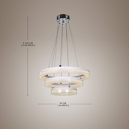 Luminária pendente de cristal moderna com três anéis