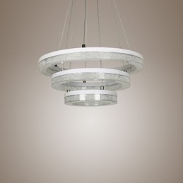 Luminária pendente de cristal moderna com três anéis