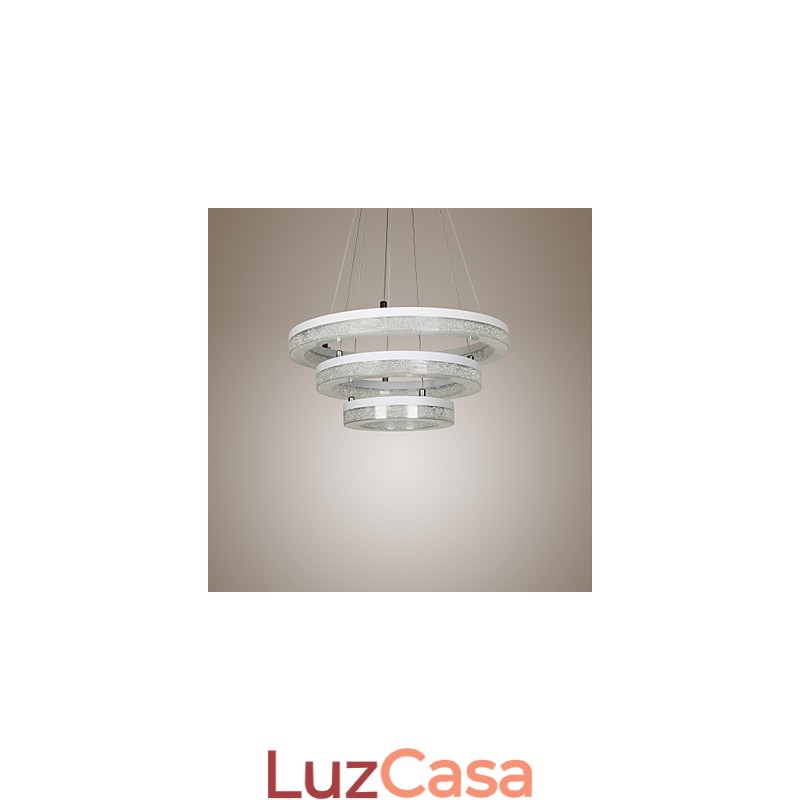 Luminária pendente de cristal moderna com três anéis