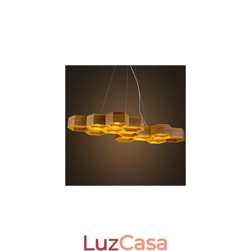 Designer Art Individuality Lustre Simples Honeycomb Madeira Lâmpadas