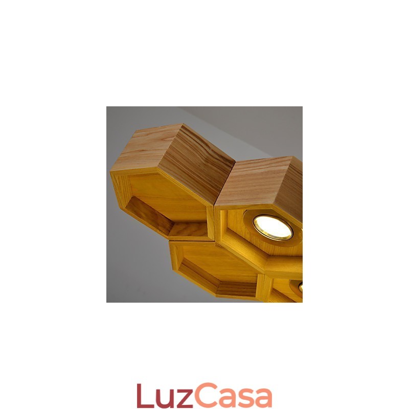 Designer Art Individuality Lustre Simples Honeycomb Madeira Lâmpadas