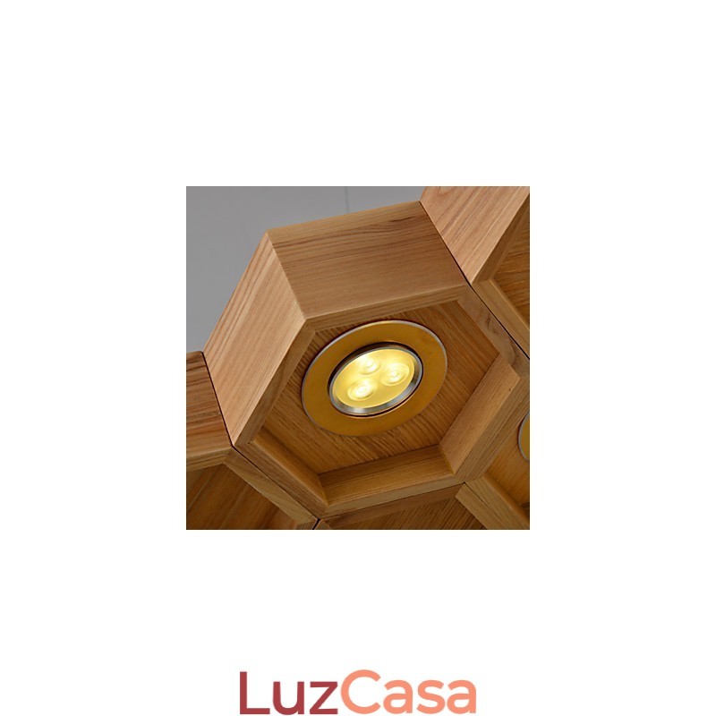 Designer Art Individuality Lustre Simples Honeycomb Madeira Lâmpadas