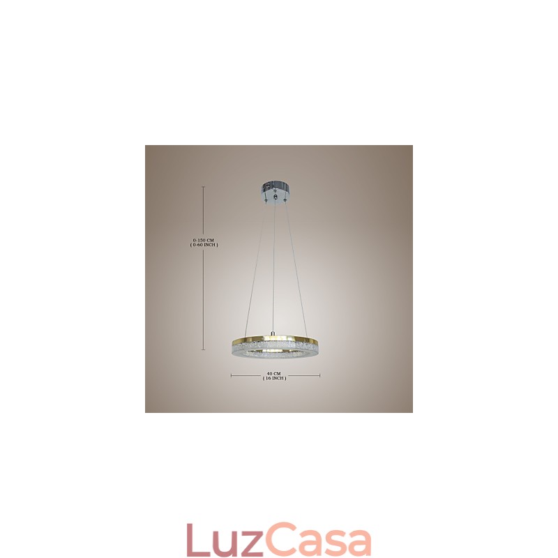 Luminária pendente de cristal dourada moderna