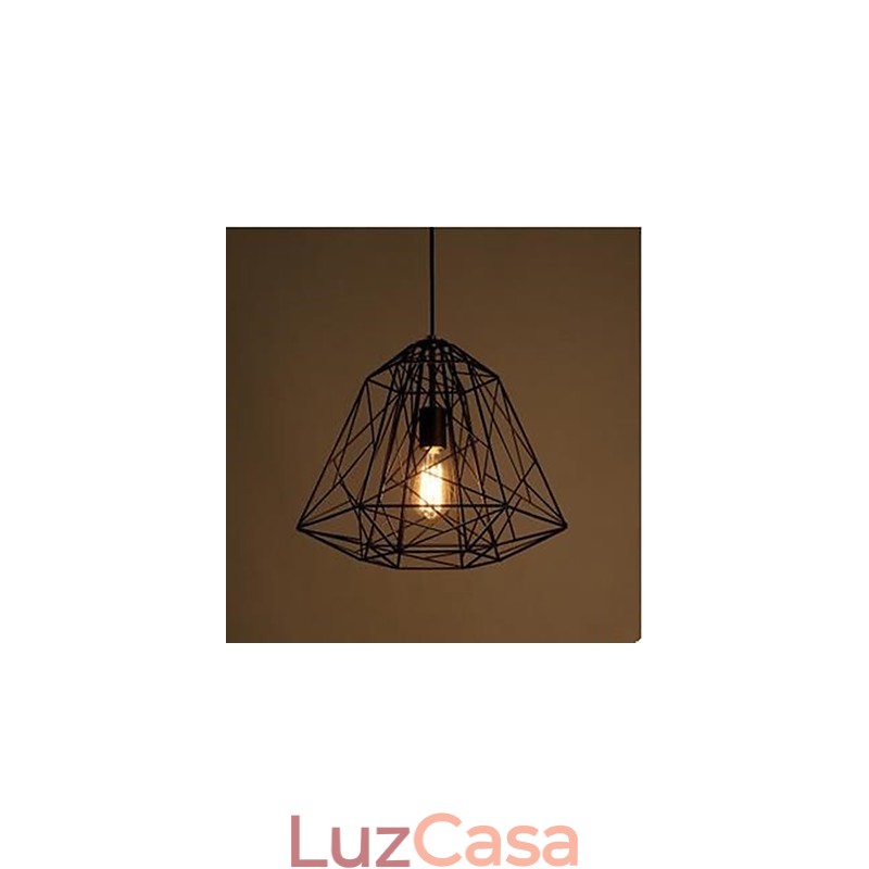 Luminária pendente retrô pequena sentada em ferro forjado com diamante